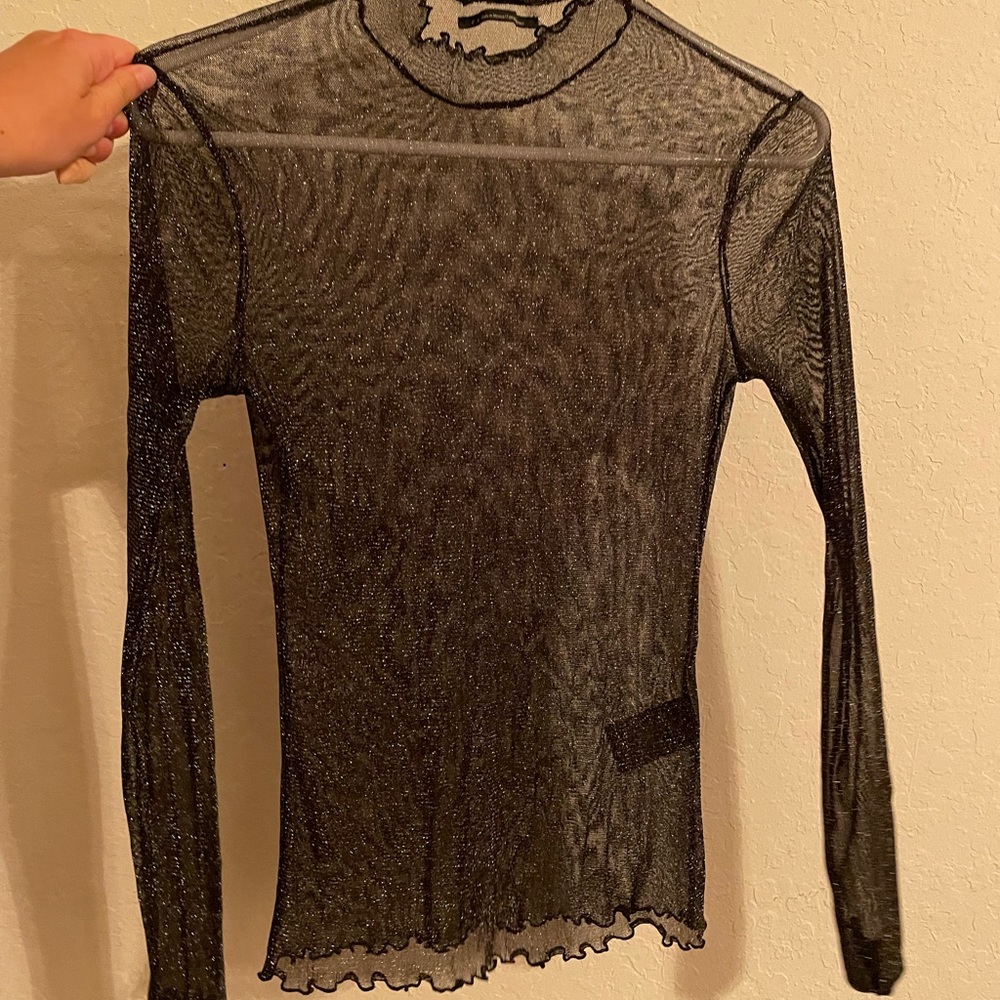 Black Shimmery Long Sleeve Shirt